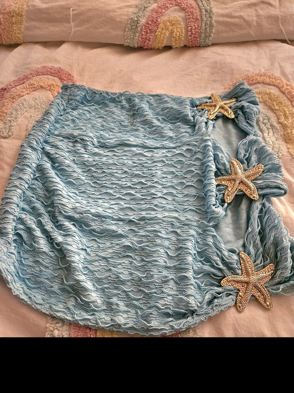 Blue Ruffled Skirt with Starfish Accents
